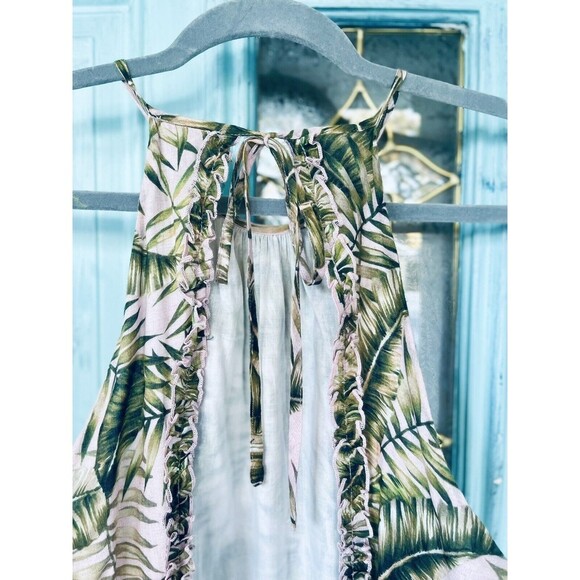 SUBOO SEXY CHIC PINK GREEN PALM PRINT HIGH NECK PLAYSUIT ROMPER HALTER SZ6 - Picture 4 of 11